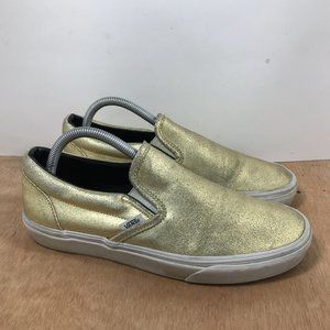 VANS Slip-On Women Size 9.5 Gold Canvas Skate Shoe
